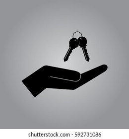Keys on the hand icon, password vector illustration