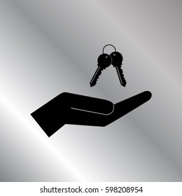 Keys on the hand icon, password vector illustration