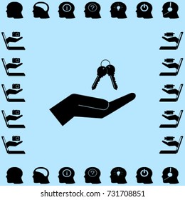 Keys on the hand icon, password vector illustration