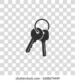 keys on the ring icon. Black symbol on transparency grid