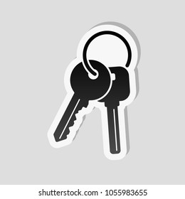 keys on the ring icon. Sticker style with white border and simple shadow on gray background