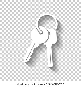 keys on the ring icon. White icon with shadow on transparent background