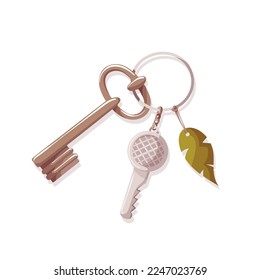 Keys on the white background. Isolated vector illustration for card, postcard, poster, banner.