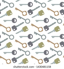 Keys seamless pattern icon,sign,pictogram,symbol in flat  style isolated on a white background.Safety outline icon