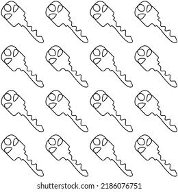 Keys seamless pattern. Minimalist continuous line key background. Vector illustration for real estate sale, security, or rental. Access concept for safety, data protection texture, antique old door