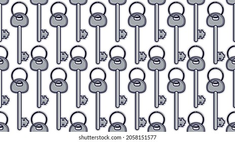 Keys seamless vector wallpaper, a lot of turnkeys endless pattern background pic.