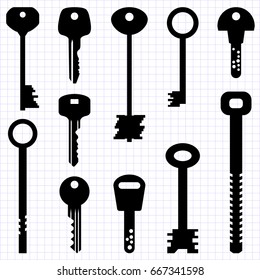 Keys set silhouette.