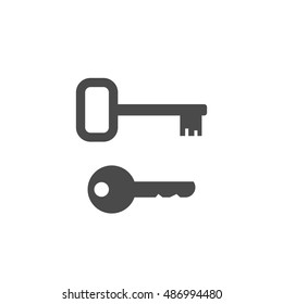Keys shape vector icons, door or padlock keys silhouette isolated on white background