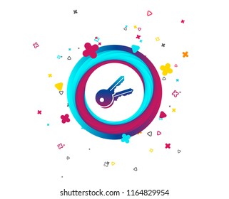 Keys sign icon. Unlock tool symbol. Colorful button with icon. Geometric elements. Vector