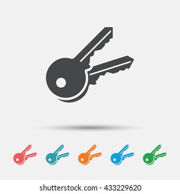 Keys sign icon. Unlock tool symbol. Graphic element on white background. Colour clean flat keys icons. Vector