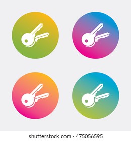 Keys sign icon. Unlock tool symbol. Gradient flat buttons with icon. Modern design. Vector