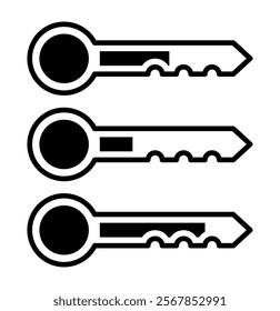 Keys silhouette collection. Key icon.