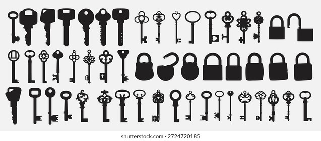 Conjunto de silueta de llaves Ilustración vectorial