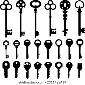 Keys silhouette vector isolated on white background