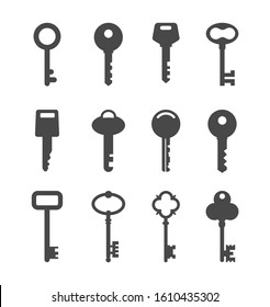 Keys silhouettes vector set collection