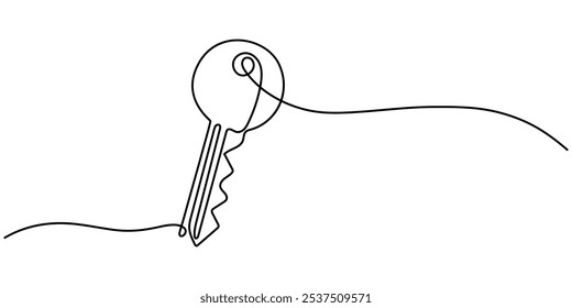 Keys Single Line Icon, Keys line icon editible stroke, House Key Line Icon Design, key continuous one line drawing, Continuous Drawing of Digital Key Icon. Hand Drawn Symbol Vector Illustration.