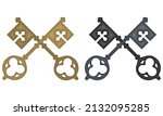 The Keys Of St. Peter (Keys To The Kingdom Of Heaven) Vector Illustration. Papal Keys. The Catholic Symbol Of Faith. Emblem Of The Holy See
