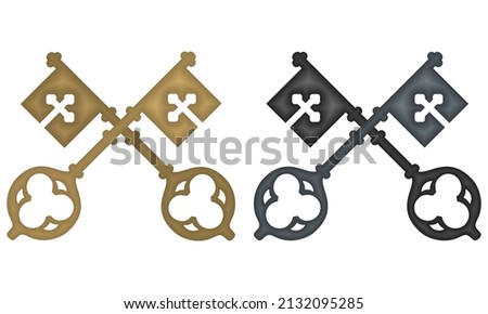 The Keys Of St. Peter (Keys To The Kingdom Of Heaven) Vector Illustration. Papal Keys. The Catholic Symbol Of Faith. Emblem Of The Holy See
