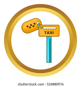Keys to taxi vector icon in golden circle, cartoon style isolated on white background
