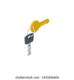 Keys vector 3d isometric color icon new flat style. Creative illustration, idea for infographics.