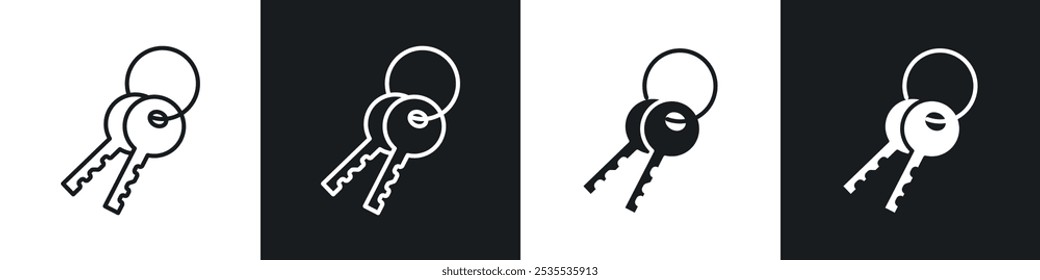 Keys vector icon set in black and white. EPS 10 illustration