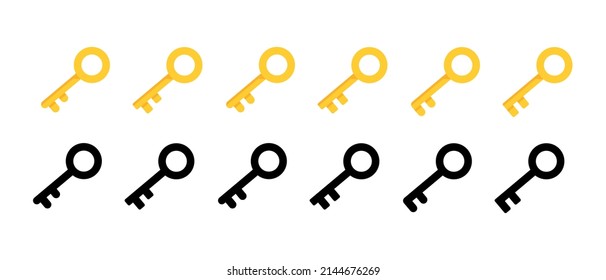 Juego de iconos vectoriales de claves. Ilustración de teclas de estilo planas coloridas
