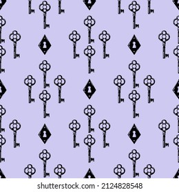 Keys. Vector seamless pattern. Editable hand drawn Vector illustration. Perfect pictures for fabric, textile, clothing, wrapping paper, wallpaper
