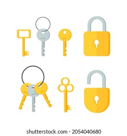 Conjunto de claves vectorial aislado en fondo blanco,ilustración de icono de diseño plano