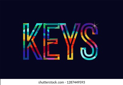 keys word typography design in rainbow colors suitable for logo or text
