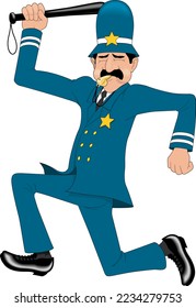 Keystone Cop Policeman Vector Cartoon