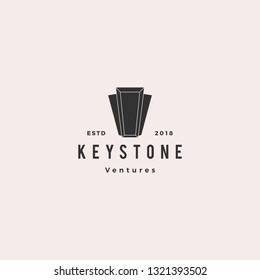 Keystone key stone logo hipster retro vintage vector icon illustration line outline monoline