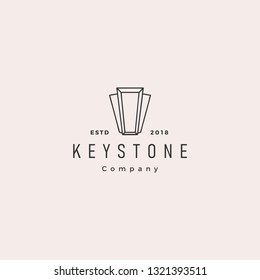 Keystone key stone logo hipster retro vintage vector icon illustration line outline monoline