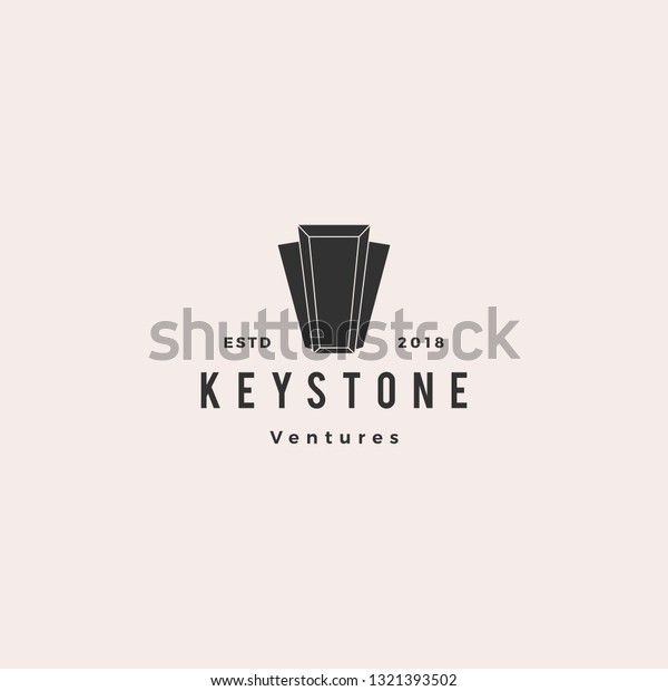 Keystone key stone logo hipster retro\
vintage vector icon illustration line outline\
monoline