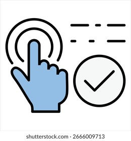 Ilustración azul negra del icono único de la dinámica de la pulsación de tecla