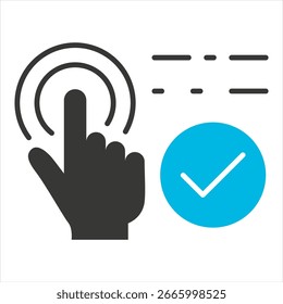 Keystroke Dynamics Single Icon Glyph Blue Grey Illustration