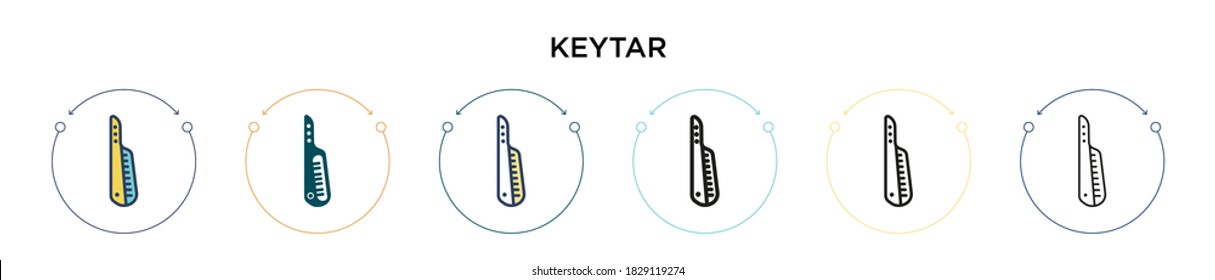 Keytar icon in filled, thin line, outline and stroke style. Vector illustration of two colored and black keytar vector icons designs can be used for mobile, ui, web