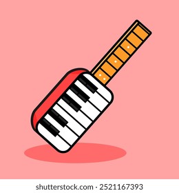 Ilustración vectorial de dibujos animados de instrumentos de música Keytar. Adecuado para equipos modernos y contenido musical y de entretenimiento