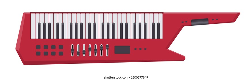 Keytar. Instrumento musical realista sobre fondo blanco. Ilustración vectorial. Colección