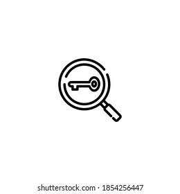Keyword analysis icon. Seo and marketing icon. Search engine opimization. Simple, flat, outilne, black.