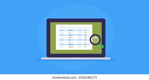 Keyword analysis software, Keyword research for SEO, PPC keyword selection - vector illustration with icons