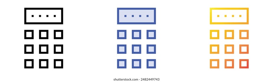 Palabra clave. Diseño de estilo de relleno lineal, azul y degradado aislado sobre fondo blanco