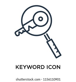 Keyword icon vector isolated on white background, Keyword transparent sign , thin symbol or stroke element design in outline style