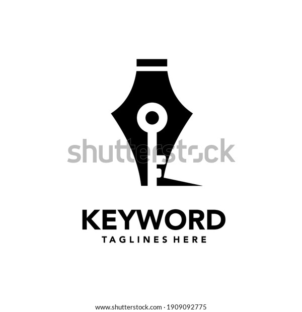 Keyword Logo Fountain Pen and Key Logo in\
Negative Space Simple\
Illustration