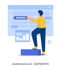 Keyword optimization on digital marketing SEO vector illustration