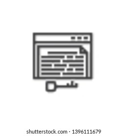 Keyword page line icon. linear style sign for mobile concept and web design. Key and browser window outline vector icon. Symbol, logo illustration. Pixel perfect vector graphics