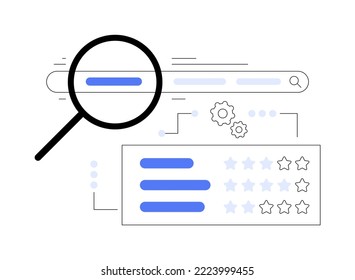 Schlagwort Ranking abstrakte Konzept Vektorgrafik. Professioneller SEO-Service, Ranking der Website, Suchoptimierung, Keyword-Recherche, Navigations-Leiste der Firmenseite, abstrakte UI-Elemente-Metapher.