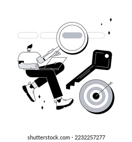 Keyword research abstract concept vector illustration. Keyword research service, website ranking, optimization solution, successful web campaign, professional SEO, menu element abstract metaphor.