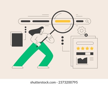 Keyword research abstract concept vector illustration. Keyword research service, website ranking, optimization solution, successful web campaign, professional SEO, menu element abstract metaphor.