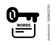 Keyword research concept icon with key and text field
