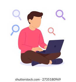 Keyword Research, finding profitable search terms for growth, Flat Vector Illustration